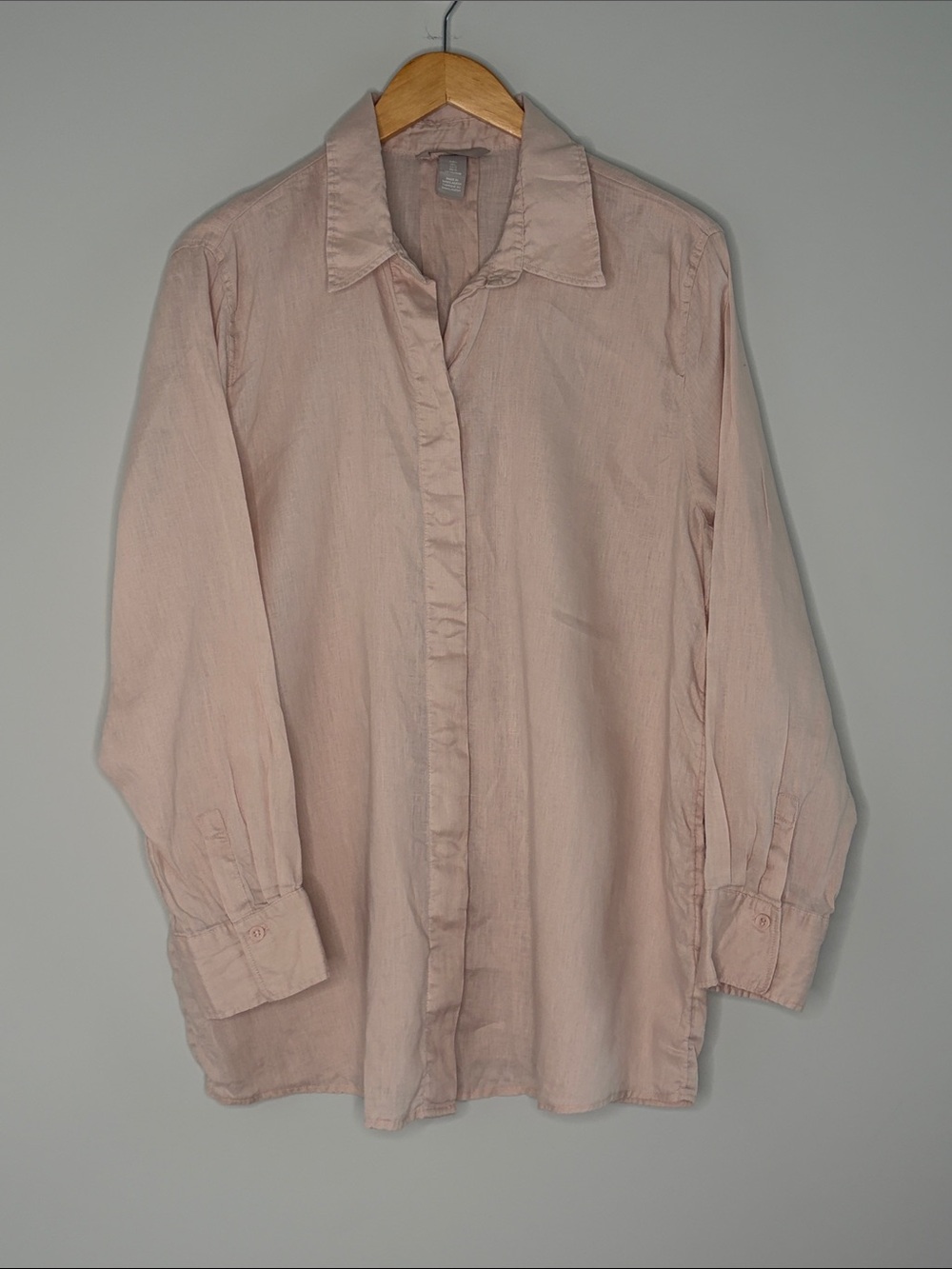 H&M 100% Linen Women's Pale Pink Button-Down Shirt